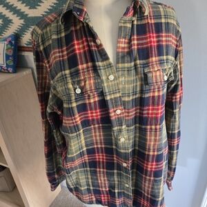 Vineyard Vines Red Green Blue Plaid Flannel Shirt Button Down Men's Size Medium